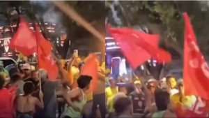 Briga entre apoiadores de Lula e Flávio Bolsonaro tem socos, chutes e objetos arremessados