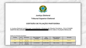 Sistema do TSE volta a mostrar Flávio Bolsonaro como filiado ao PL