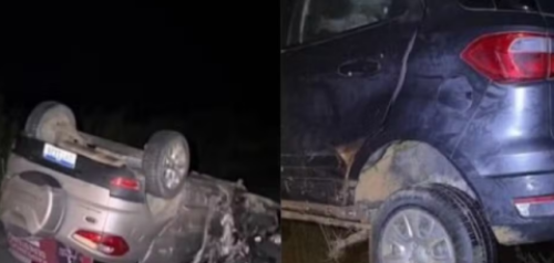 Cantor fica ferido e motorista morre após carros baterem de frente e capotarem