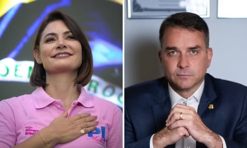'Levanta a mão aí quem não tem problema na família', diz Michelle após gravar programa eleitoral com Flávio